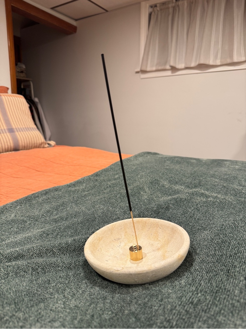 Stone Incense Holder with Gold Accent